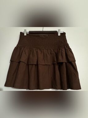 NWOT - Midnight Sky Brown Tiered Mini Skirt | Size Large